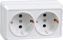 РС22-3-ОКм Розетка 2местная с заземлением 16А открытое устройство ОКТАВА (кремовый) IEK