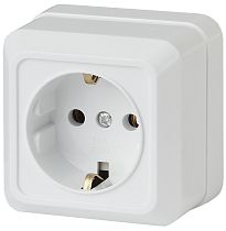 Розетка Intro Quadro 2-202-01 с заземлением 2P+E Schuko 16А-250В IP20 ОУ белый