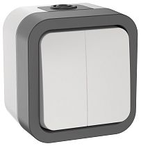 TORS Выключатель двухклавишный 10А IP55 TS205 белый  IEK