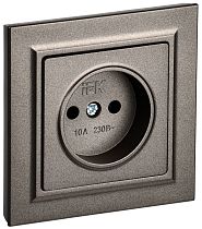 Розетка BRITE одноместная без заземления без защитных шторок 10А в сб. РСР10-1-0-БрТБ темная бронза  IEK