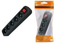 Колодка розеточная 5 гнезд 2П+3 с выключателем16А 250В черная  TDM