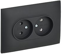 SKANDY Розетка 2-местная без заземления без защитных шторок 10А в сборе SK-R10G графит IEK