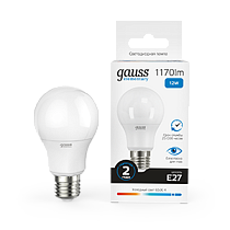 Лампа светодиодная Gauss Elementary A60 12Вт E27 1170lm 6500K Лампа светодиодная Gauss Elementary A60 12Вт E27 1170lm 6500K