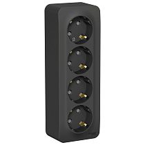 Blanca открытая установка с изолированной пластиной Антрацит Розетка 4-ая с заземлением со шторками 16А Systeme Electric (Schneider Electric)