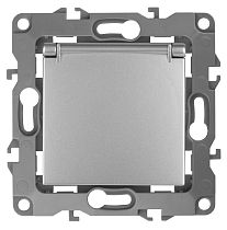 Розетка ЭРА 12 12-2103-03 16А 250В алюминий с заземлением со шторками с крышкой