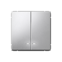 ArtGallery Алюминий Выключатель двухклавишный, с подсветкой, сх.5а, 10АХ, механизм Systeme Electric (Schneider Electric)