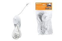 Шнур с ножным выключателем и плоской вилкой ШУН01В ШВВП 2х0,75мм2 3,5м. белый  TDM