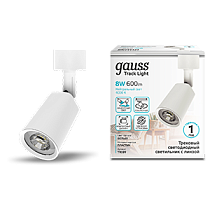Светильник трековый Gauss цилиндр 8W 600lm 4000K 180-220V IP20 59*164мм белый линза 50º LED 1/50 Светильник трековый Gauss цилиндр 8W 600lm 4000K 180-220V IP20 59*164мм белый линза 50º LED 1/50