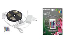 Комплект светодиодной ленты SMD5050-30 LED/м-12 В-7,2 Вт/м-IP20-RGB (3 м), 18 Вт, IR-контроллер  TDM