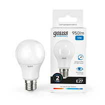 Лампа светодиодная Gauss Elementary A60 10Вт E27 950lm 6500K Лампа светодиодная Gauss Elementary A60 10Вт E27 950lm 6500K