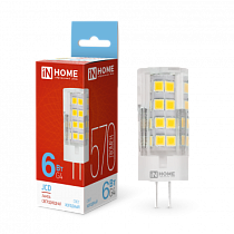 Лампа светодиодная LED-JCD 6Вт 230В G4 6500К 570Лм IN HOME Лампа светодиодная LED-JCD 6Вт 230В G4 6500К 570Лм IN HOME