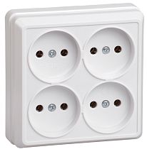 РС24-2-ОБ Розетка 4местная без заземления 10А открытое устройство ОКТАВА (белый) IEK РС24-2-ОБ Розетка 4местная без заземления 10А открытое устройство ОКТАВА (белый) IEK
