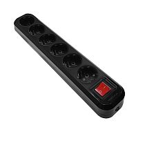 Колодка 6 гн. с/з с выкл. AБС-пластик черн.