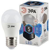Лампа светодиодная ЭРА STD LED P45-5W-840-E27 шар нейтральный белый свет