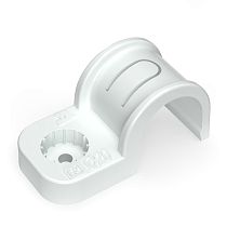 Крепеж-скоба пластиковая односторонняя для прямого монтажа белая в п/э д20 (50шт/600шт уп/кор) Промрукав