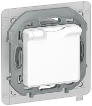 IEKINSPIRIA Розетка 1-местная с заземлением с защитными шторками и крышкой 16А IP44 6737401 белый IEK