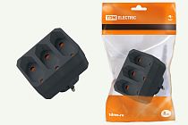 Блок на 3 гнезда 2П 2,5 А 250 B под плоскую вилку черный  TDM