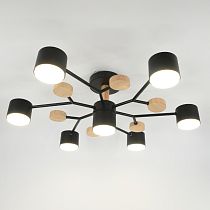 Люстра под лампу General  GCHL-7GX53-M Черная+Дерево Альберо