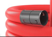 Труба гофрированная двустенная ПНД гибкая d110мм с протяжкой с муфтой для кабельной канализации SN8 500Н красн. (уп.100м)