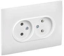 SKANDY Розетка 2-местная без заземления без защитных шторок 10А в сборе SK-R10W арктический белый  IEK