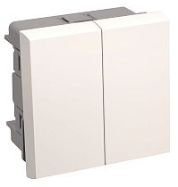 Выключатель проходной двухклавишный 2модуля Праймер 10А IP20 ВК4-22-00-П белый  IEK