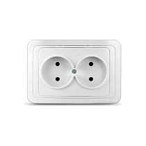 Розетка двухместная серия "Валери" б/з, с/у, 16А, 220В, белая (еврослот) UNIVERSAL