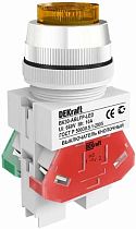 Выключатель кнопочный ABLFP ?30 мм Цвет:ЖЕЛТЫЙ LED 220В ВK-30  DEKraft