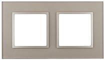 Рамка для выключателей и розеток двойная ЭРА Elegance 14-5102-04 стекло шампань