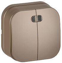 GLORY Выключатель 2-клавишный для открытой установки с индикацией 10А ВС20-2-1-ХШм шампань матовый IEK