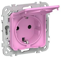 FLITE Розетка с заземлением с защитными шторками и крышкой безвинтовое крепление 16А IP44 РСшкр11-1-44-ФлПр пурпурный IEK