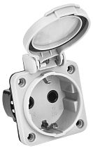 Розетка панельная MAGNUM 2P+PE 16А IP54 РП13-3 с защитной крышкой с заземлением серая  IEK