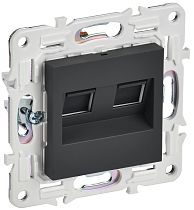 SKANDY Розетка компьютерная двойная RJ45 кат.6 SK-K04G графит IEK SKANDY Розетка компьютерная двойная RJ45 кат.6 SK-K04G графит IEK