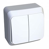 ЭТЮД открытая установка Белый Выключатель 2 клавишный  с подсветкой Systeme Electric (Schneider Electric)