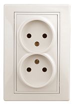 Розетка ЭРА Intro Plano 1-204-02 16А 250В слоновая кость двойная без заземления