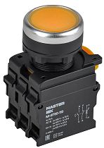 Кнопка с подсветкой d=22мм 1NO+1NC жёлтая MASTER IEK