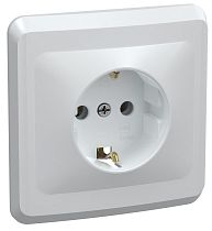 РС10-3-ВБ Розетка 1местная с заземлением без защитных шторок 16А ВЕГА (белый)  IEK