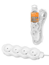 Удлинитель бытовой "Люкс" 4 гнезда, 3 м, б/з, с з/ш, ПВС 2х0,75 мм2, 6 А, 250 В, 1400 Вт TDM У-41013