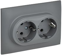 SKANDY Розетка 2-местная с заземлением с защитными шторками 16А в сборе SK-R07Gr серый IEK