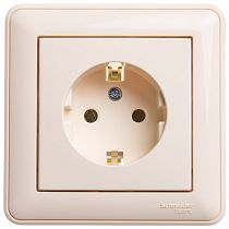 Wessen 59 слоновая кость Розетка с заземлением, 16А (в сборе с рамкой) Systeme Electric (Schneider Electric)