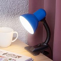 Настольный светильник ЭРА N-102-E27-40W-BU Е27 на прищепке , синий