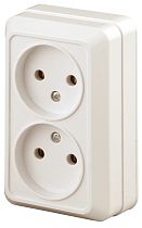 Розетка Intro Quadro 2-203-02 двойная без заземления 2х2P 16А-250В IP20 ОУ Quadro слоновая кость