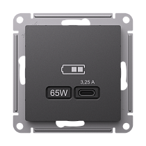 AtlasDesign Базальт USB Розетка тип-С 65Вт высокоскор.заряд. QC, PD, механизм Systeme Electric (Schneider Electric)