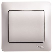Glossa Платина Выключатель 1 клавишный  сх.1, 10AX (в сборе с рамкой) Systeme Electric (Schneider Electric)