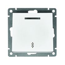 Выключатель проходной одноклавишный с подсветкой UNIVERSAL серия "Афина ", скрытой установки, 10А, 220В, бел. (еврослот)