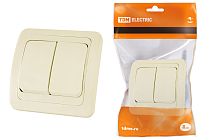Выключатель 2-кл. 10А сл. кость "Валдай"  TDM