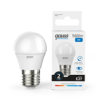 Лампа светодиодная Gauss Elementary Шар 8Вт E27 560lm 6500K