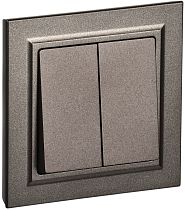 Выключатель двухклавишный BRITE 10А в сборе ВСР10-2-0-БрТБ темная бронза  IEK