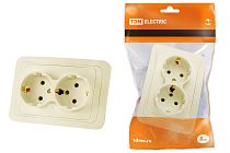 Розетка двойная 2П+З 16А сл. кость "Валдай"  TDM