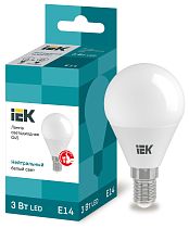 Лампа светодиодная G45 шар 3Вт 230В 4000К E14 IEK Лампа светодиодная G45 шар 3Вт 230В 4000К E14 IEK