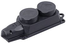 Розетка двухместная Омега РБ32-1-0м IP44 с защитной крышкой каучук  IEK